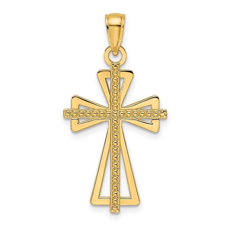 14K Gelbgold Kreuz-Anhänger, poliert und strukturiert