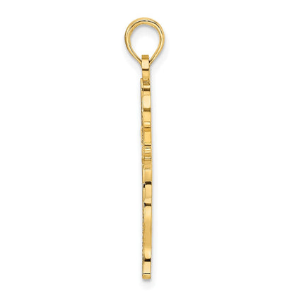 14K Gelbgold Polierter & Strukturierter Gedrehter Kreuz-Anhänger