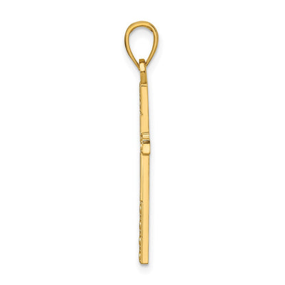 14K Gelbgold Polierter & Gestalteter Kreuzanhänger