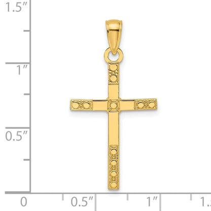 14K Gelbgold Polierter & Gestalteter Kreuzanhänger