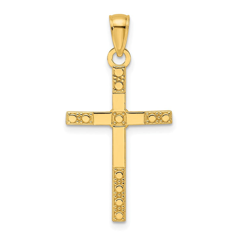 14K Gelbgold Polierter & Gestalteter Kreuzanhänger