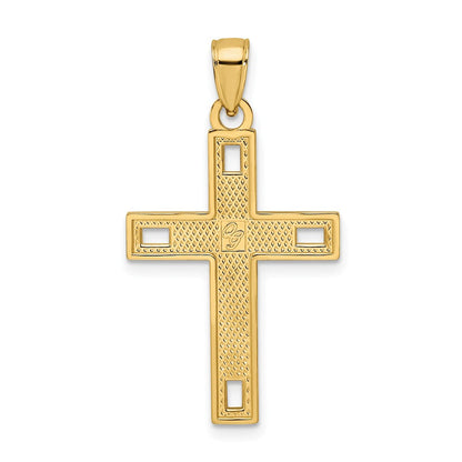 14K Gelbgold Kreuz-Anhänger, poliert und strukturiert