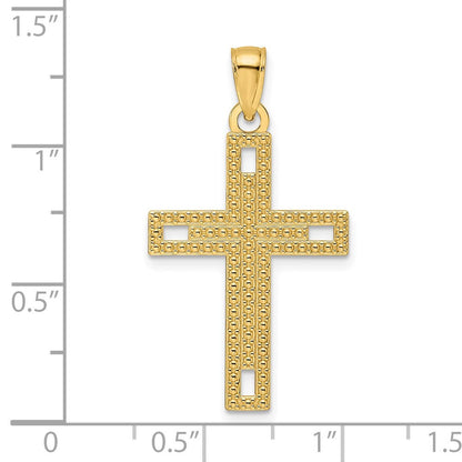 14K Gelbgold Kreuz-Anhänger, poliert und strukturiert