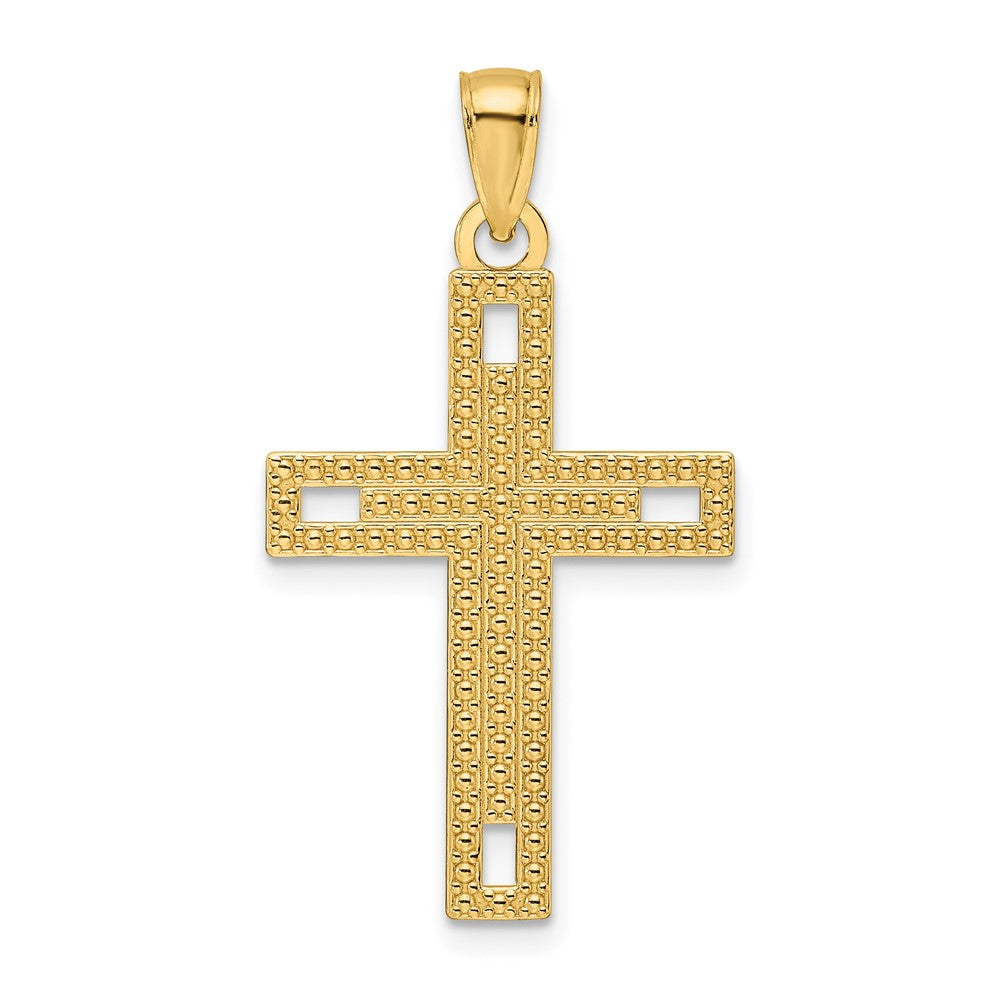 14K Gelbgold Kreuz-Anhänger, poliert und strukturiert