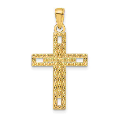 14K Gelbgold Kreuz-Anhänger, poliert und strukturiert