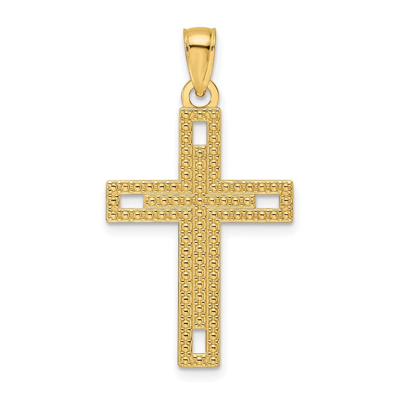 14K Gelbgold Kreuz-Anhänger, poliert und strukturiert