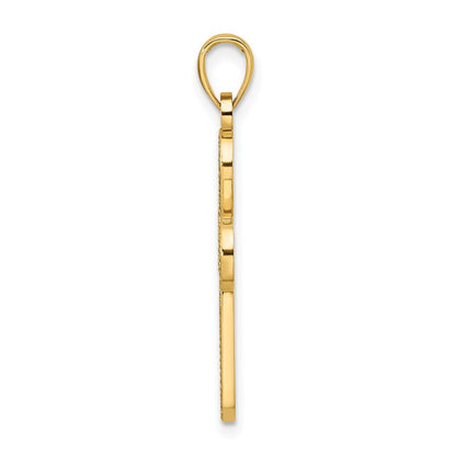 14K Gelbgold Polierter & Strukturierter Tropfen-Kreuz-Anhänger