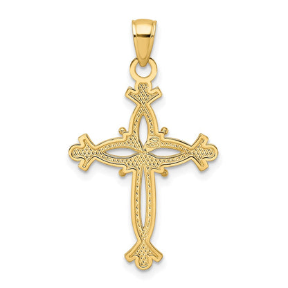 14K Gelbgold Kreuz-Anhänger, poliert und strukturiert, mit Kreuzenden