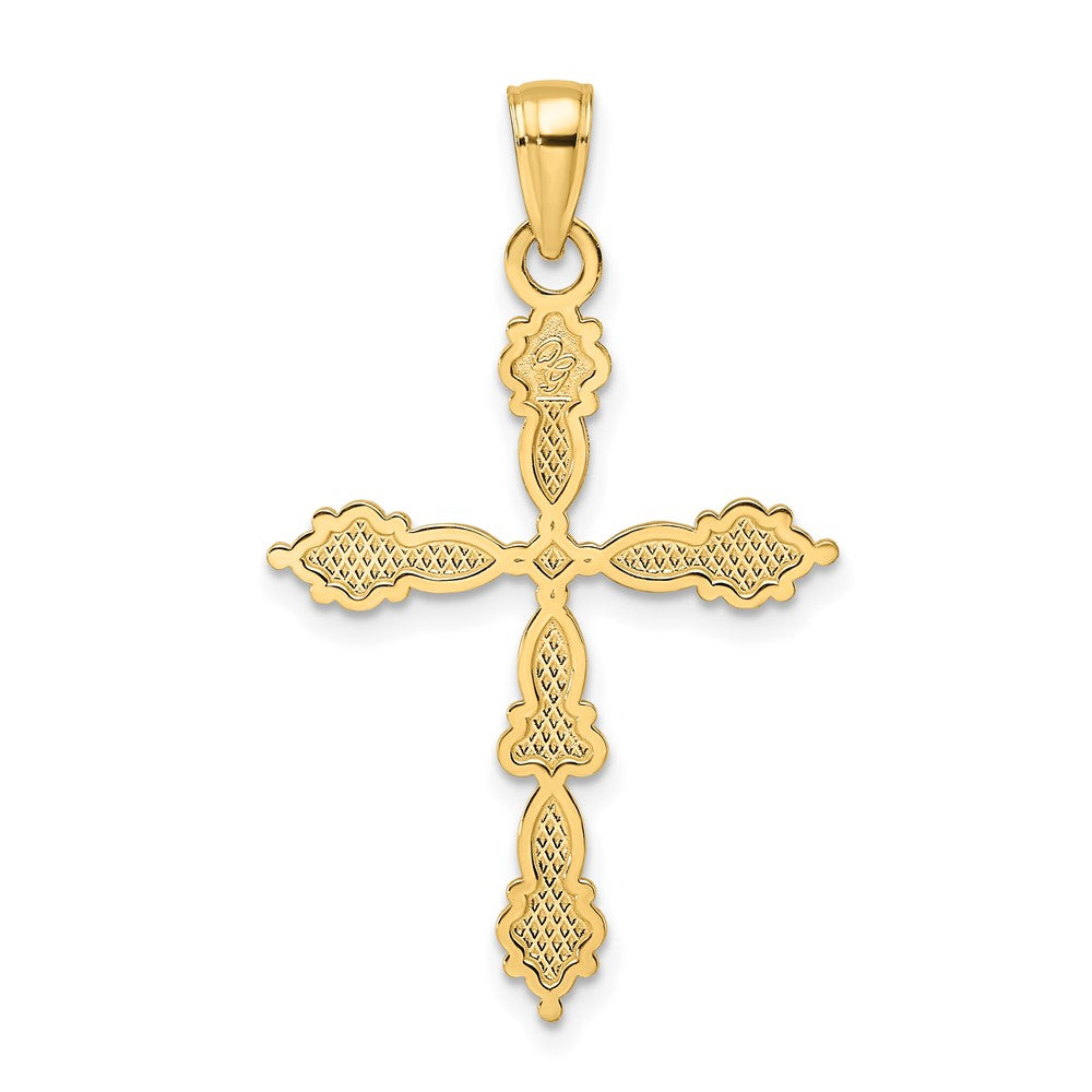 14K Gelbgold Polierter Kreuzanhänger in Fantasieform