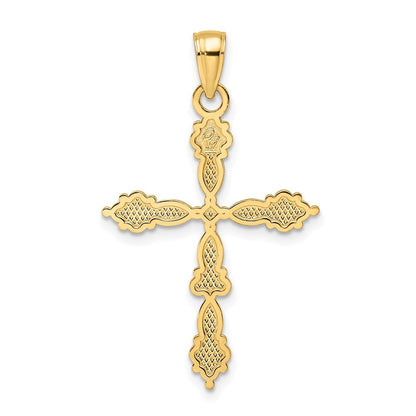 14K Gelbgold Polierter Kreuzanhänger in Fantasieform