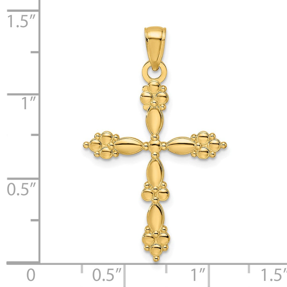 14K Gelbgold Polierter Kreuzanhänger in Fantasieform