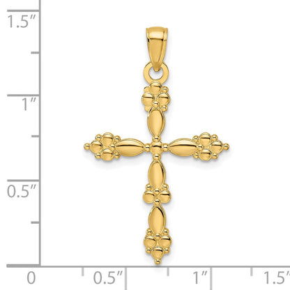 14K Gelbgold Polierter Kreuzanhänger in Fantasieform