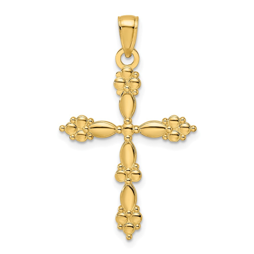 14K Gelbgold Polierter Kreuzanhänger in Fantasieform