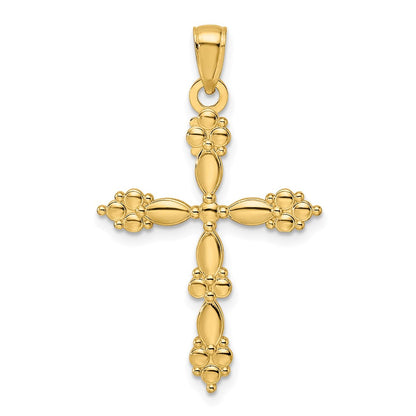 14K Gelbgold Polierter Kreuzanhänger in Fantasieform