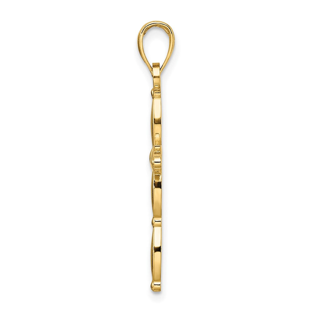 14K Gelbgold Anhänger, poliertes Fantasie-Kreuz-Design