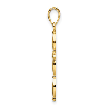14K Gelbgold Anhänger, poliertes Fantasie-Kreuz-Design