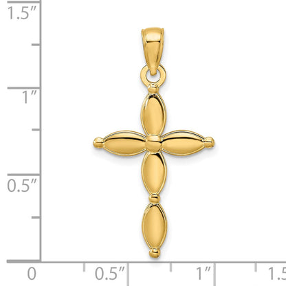 14K Gelbgold Anhänger, poliertes Fantasie-Kreuz-Design