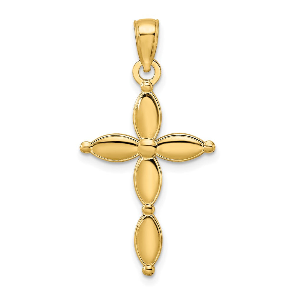 14K Gelbgold Anhänger, poliertes Fantasie-Kreuz-Design
