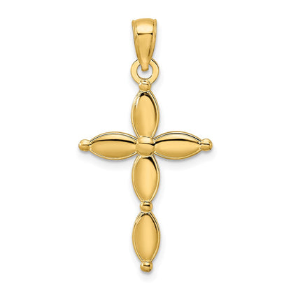 14K Gelbgold Anhänger, poliertes Fantasie-Kreuz-Design