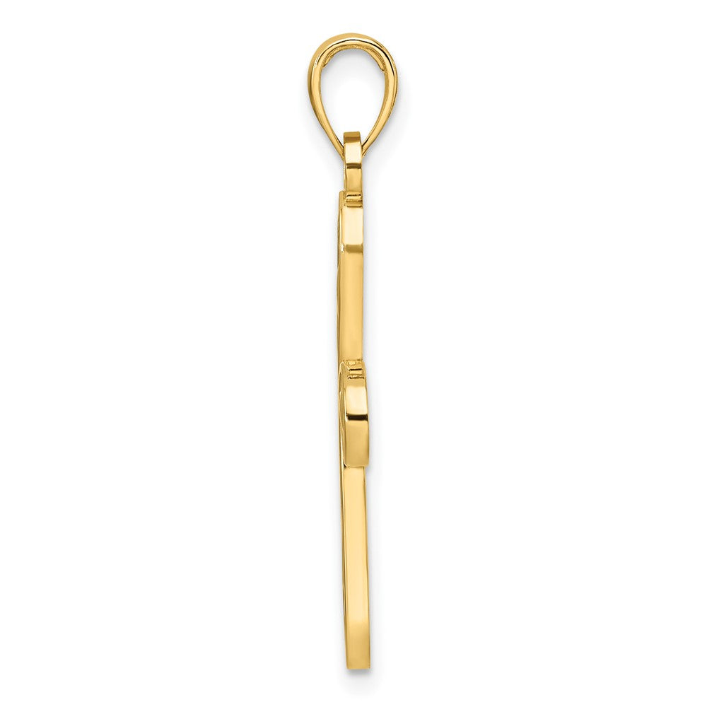 14K Gelbgold Polierter Fantasie-Tropfen-Kreuz-Anhänger