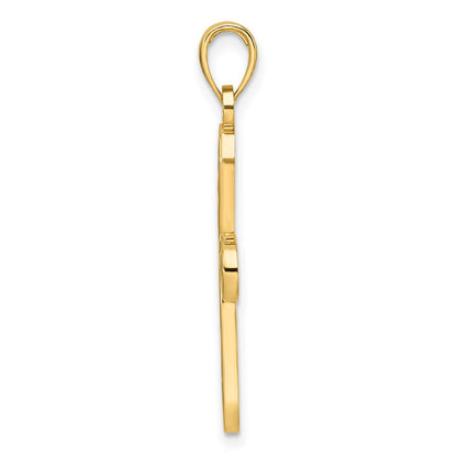 14K Gelbgold Polierter Fantasie-Tropfen-Kreuz-Anhänger