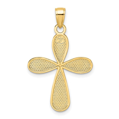 14K Gelbgold Polierter Fantasie-Tropfen-Kreuz-Anhänger