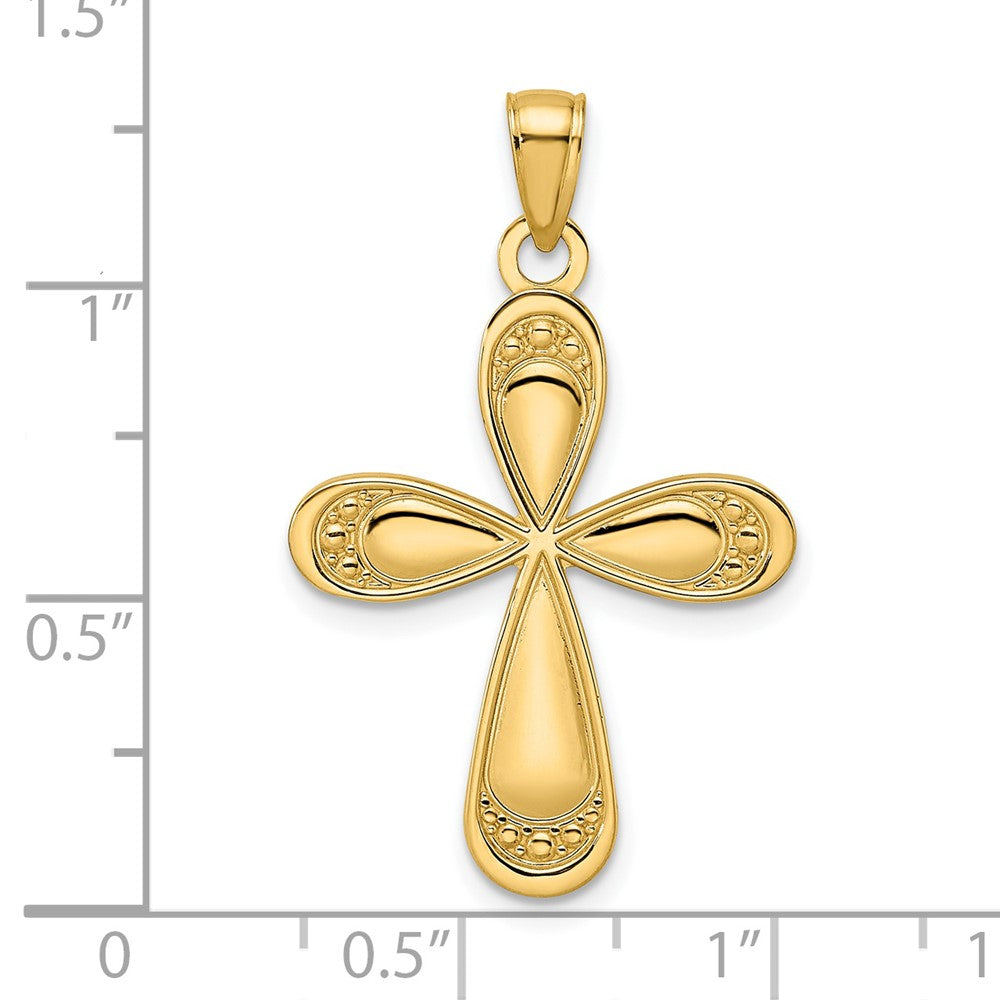 14K Gelbgold Polierter Fantasie-Tropfen-Kreuz-Anhänger
