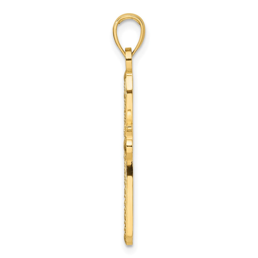 14K Gelbgold Kreuz-Anhänger, poliert und strukturiert, im Fancy-Design