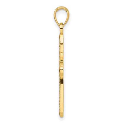 14K Gelbgold Kreuz-Anhänger, poliert und strukturiert, im Fancy-Design