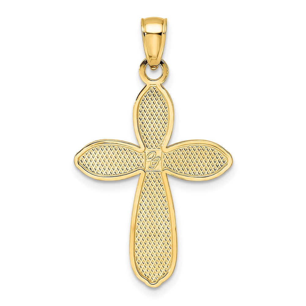 14K Gelbgold Kreuz-Anhänger, poliert und strukturiert, im Fancy-Design