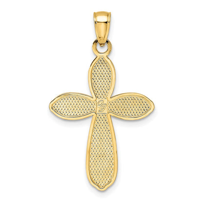 14K Gelbgold Kreuz-Anhänger, poliert und strukturiert, im Fancy-Design