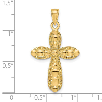14K Gelbgold Kreuz-Anhänger, poliert und strukturiert, im Fancy-Design