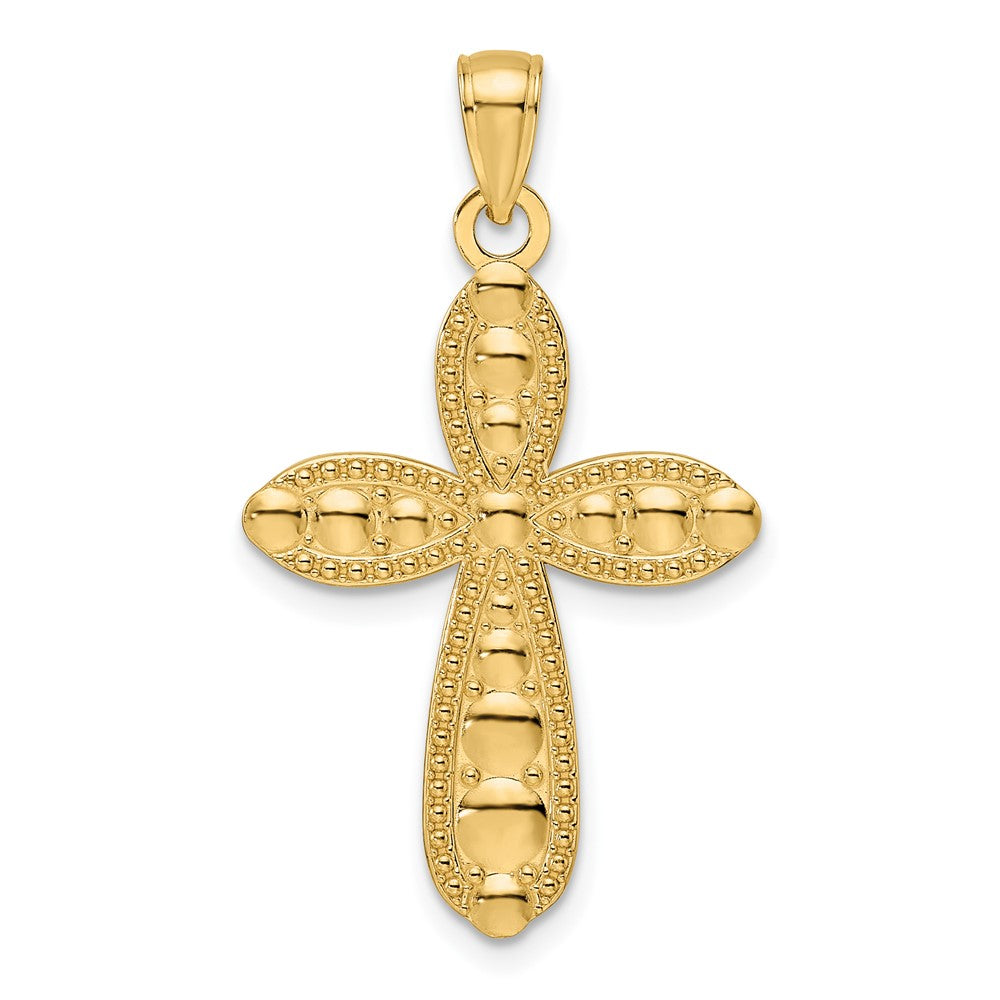 14K Gelbgold Kreuz-Anhänger, poliert und strukturiert, im Fancy-Design