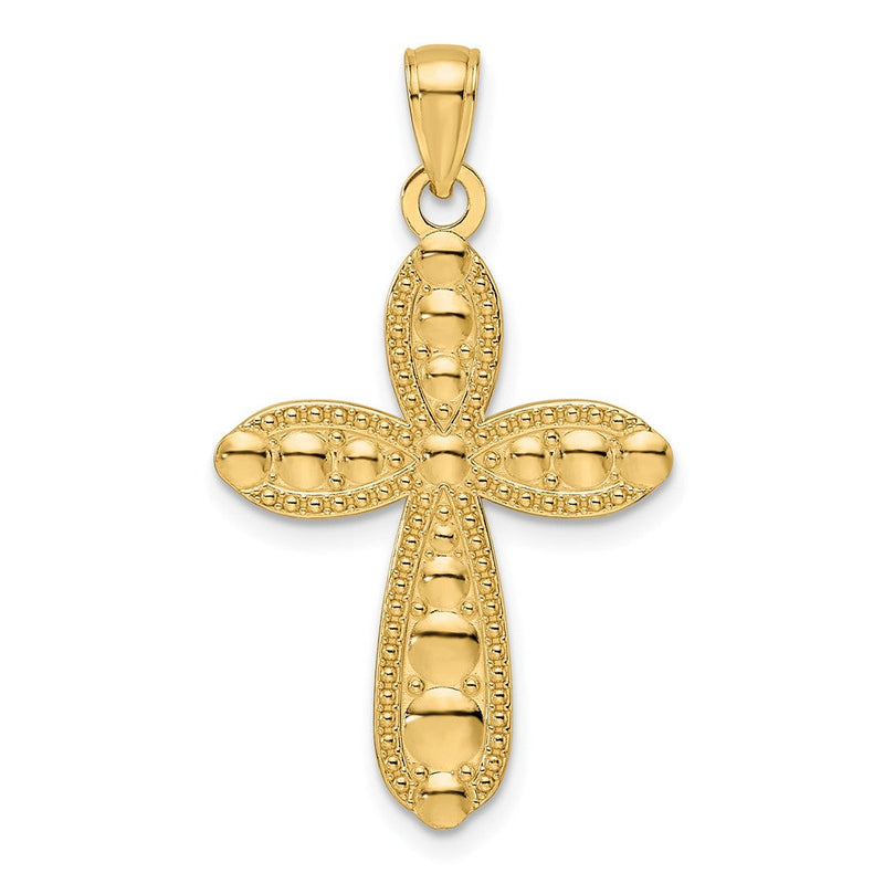 14K Gelbgold Kreuz-Anhänger, poliert und strukturiert, im Fancy-Design