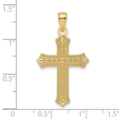 14K Gelbgold Kreuzanhänger mit polierten und strukturierten spitzen Enden, Fantasie-Design