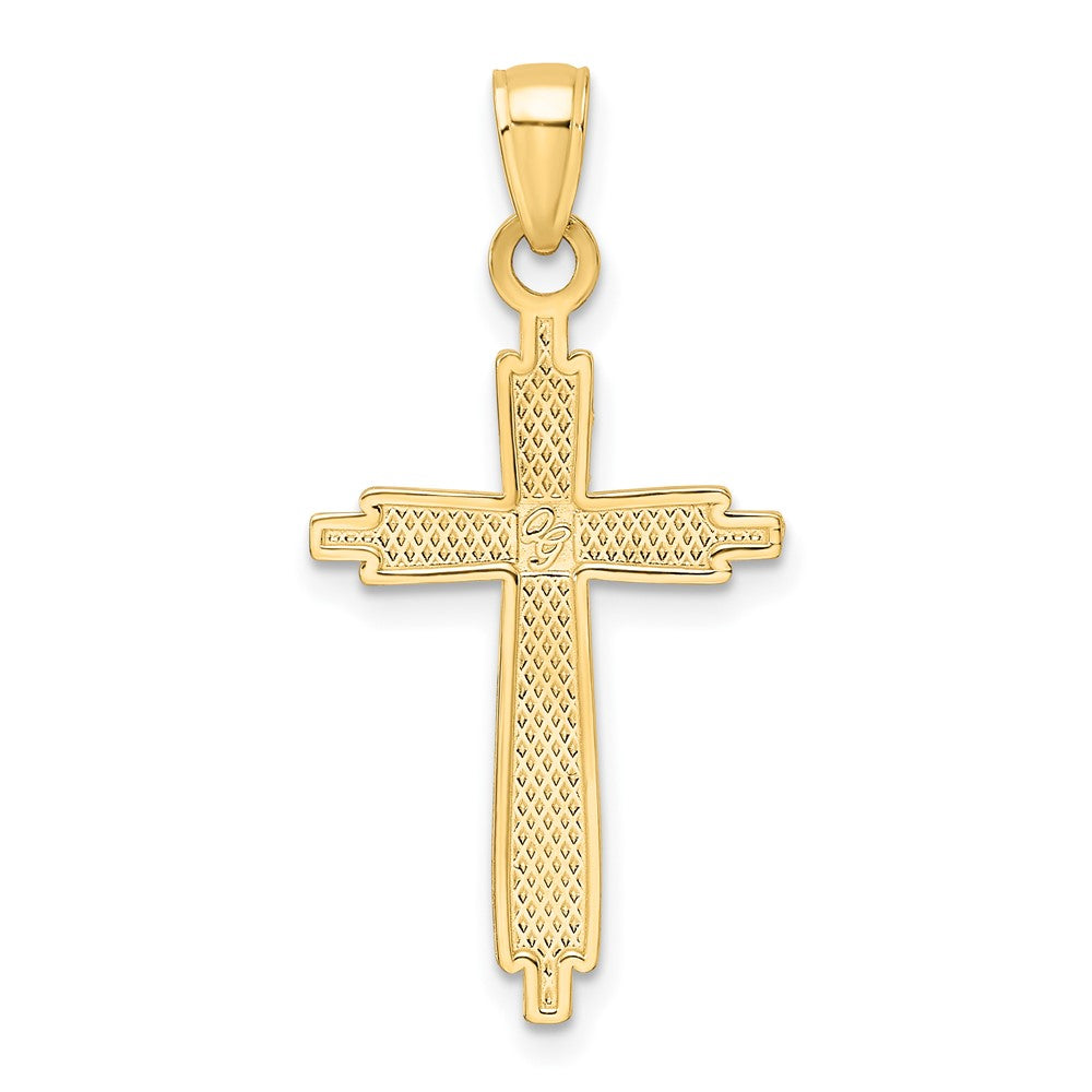 14K Gelbgold Poliert & Strukturiert Fantasie-Kreuz-Anhänger