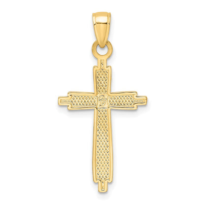 14K Gelbgold Poliert & Strukturiert Fantasie-Kreuz-Anhänger
