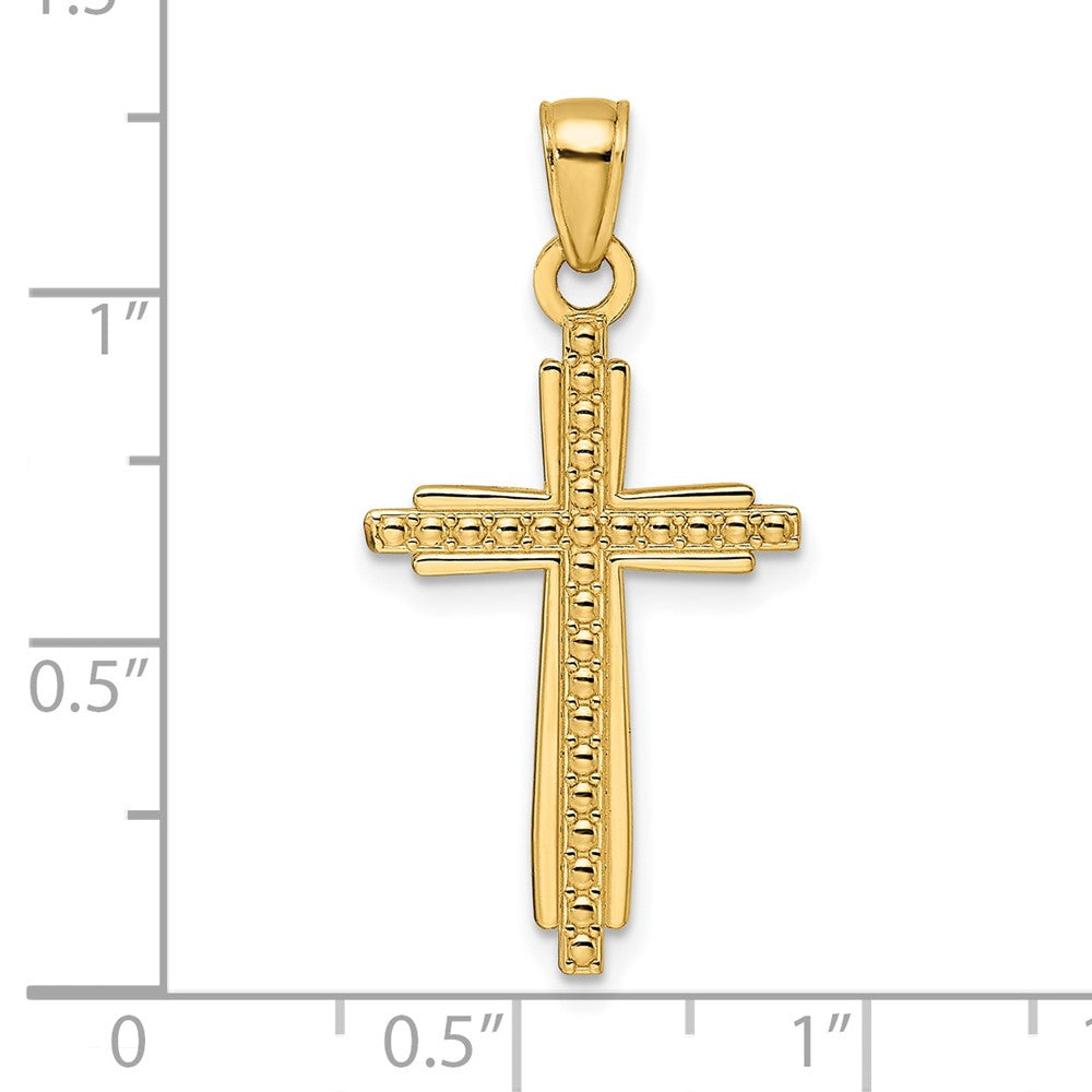 14K Gelbgold Poliert & Strukturiert Fantasie-Kreuz-Anhänger