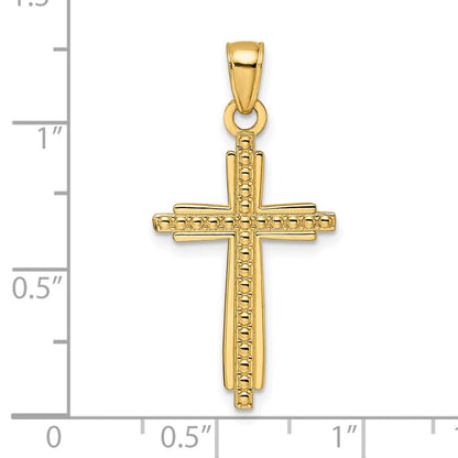 14K Gelbgold Poliert & Strukturiert Fantasie-Kreuz-Anhänger