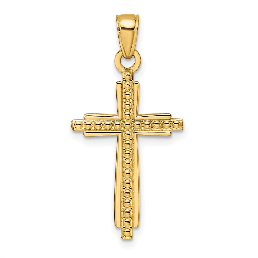 14K Gelbgold Poliert & Strukturiert Fantasie-Kreuz-Anhänger