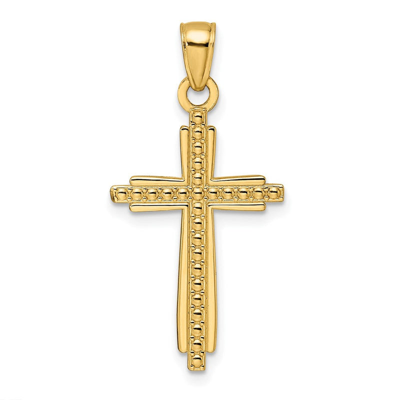 14K Gelbgold Poliert & Strukturiert Fantasie-Kreuz-Anhänger