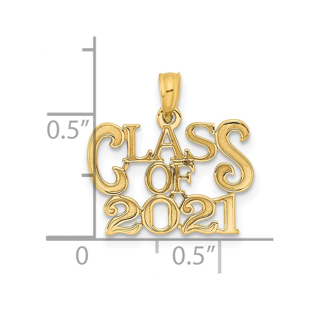14K Gelbgold Abschlussjahrgang-2021-Charm ("CLASS OF 2021")