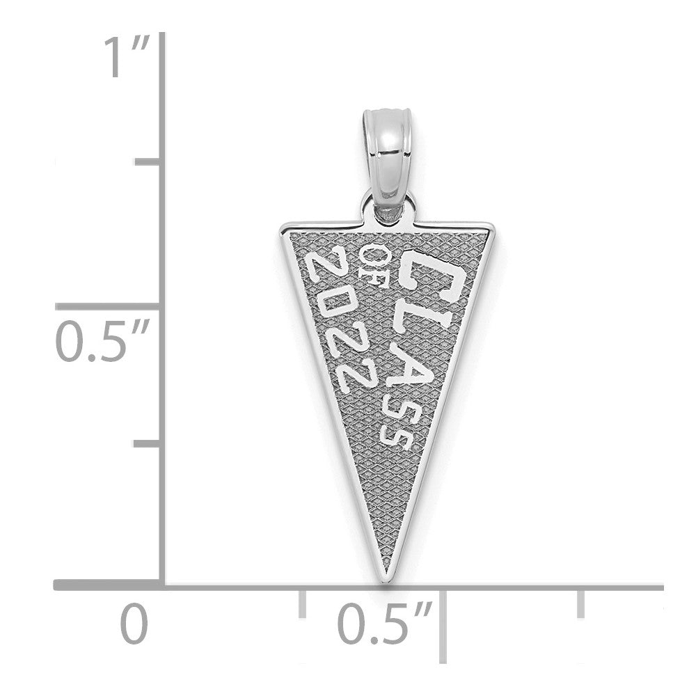 14K Weißgold Absolventenflagge / Abschluss-Charm „Class of 2022“