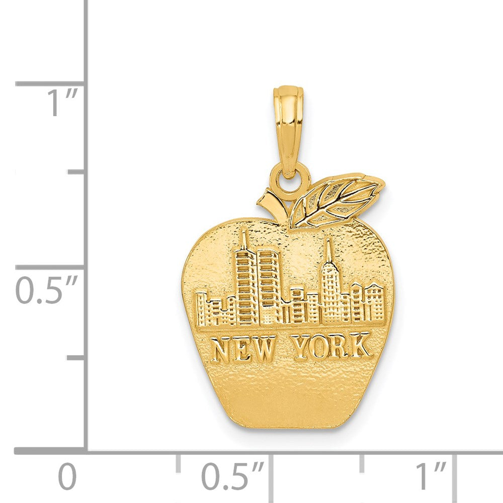 14K Gelbgold massiver New-York-Skyline-Anhänger auf kleinem Apfel