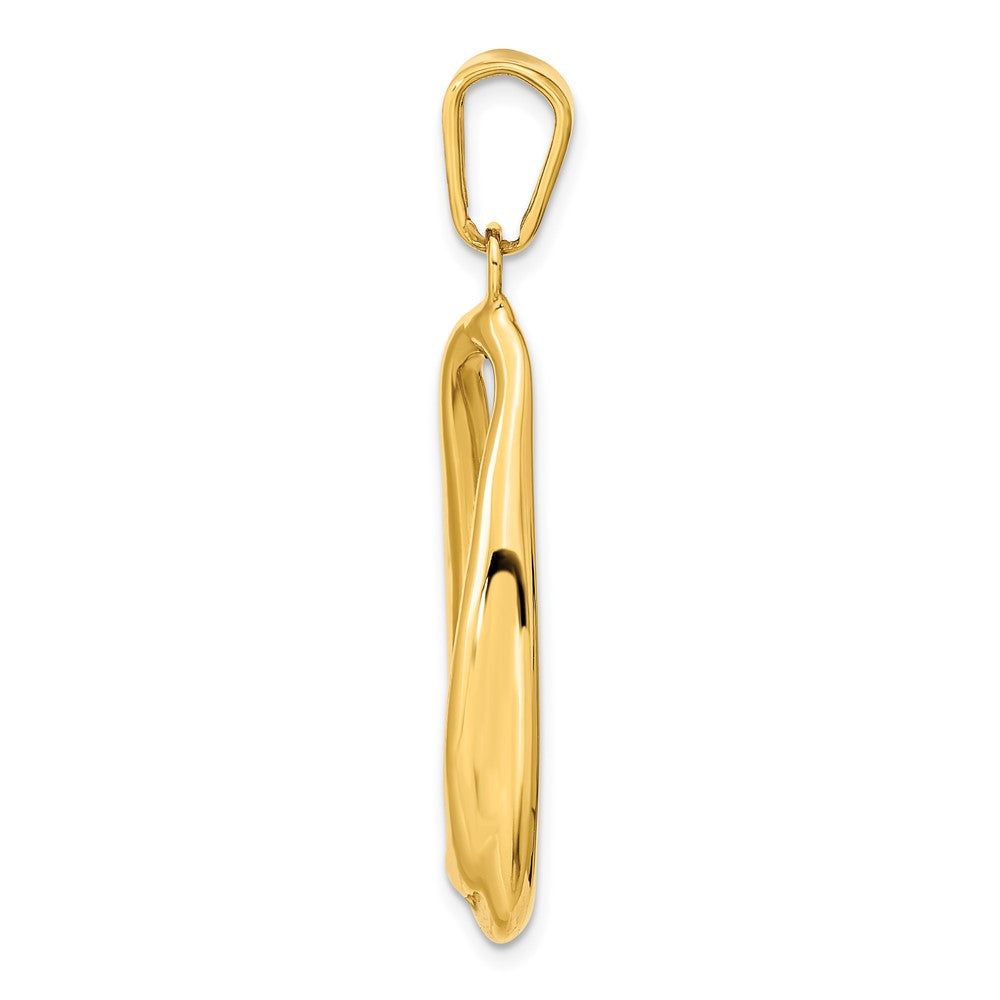 14K Gelbgold Poliert Hohl Oval Anhänger