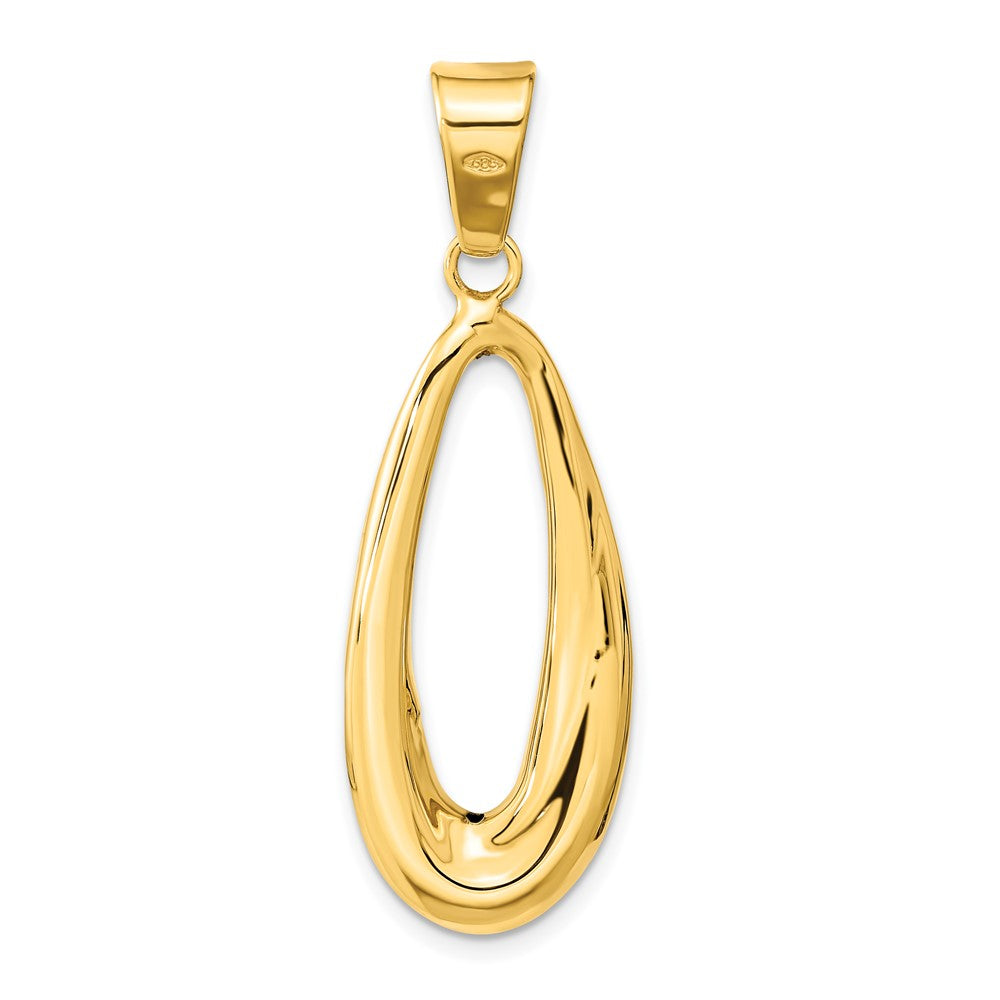 14K Gelbgold Poliert Hohl Oval Anhänger