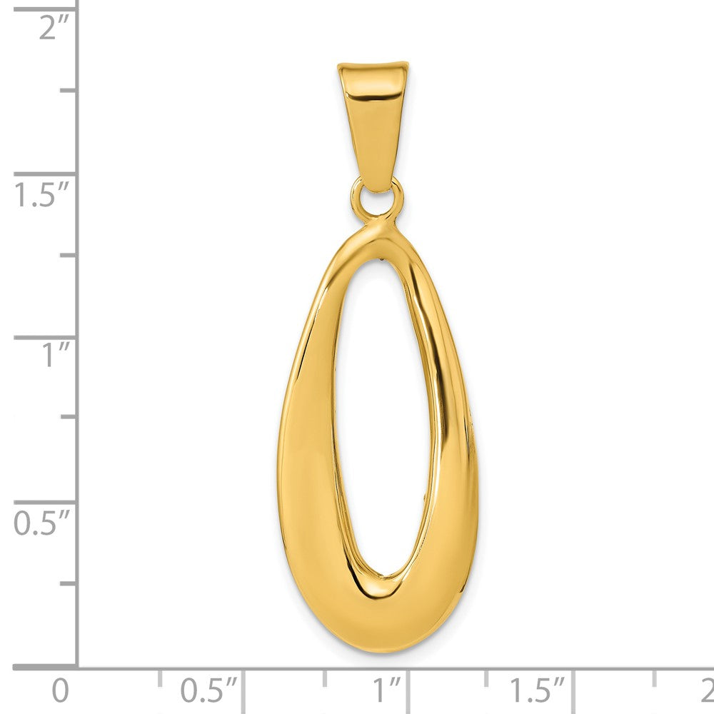 14K Gelbgold Poliert Hohl Oval Anhänger