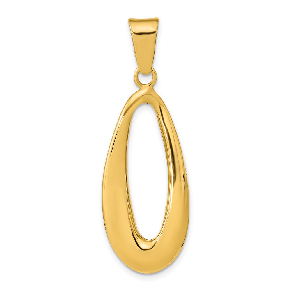 14K Gelbgold Poliert Hohl Oval Anhänger