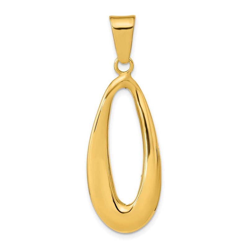 14K Gelbgold Poliert Hohl Oval Anhänger