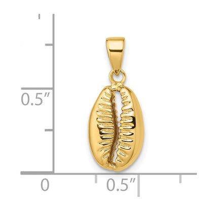 14K Gelbgold Polierter 3D-Kaurimuschel-Anhänger